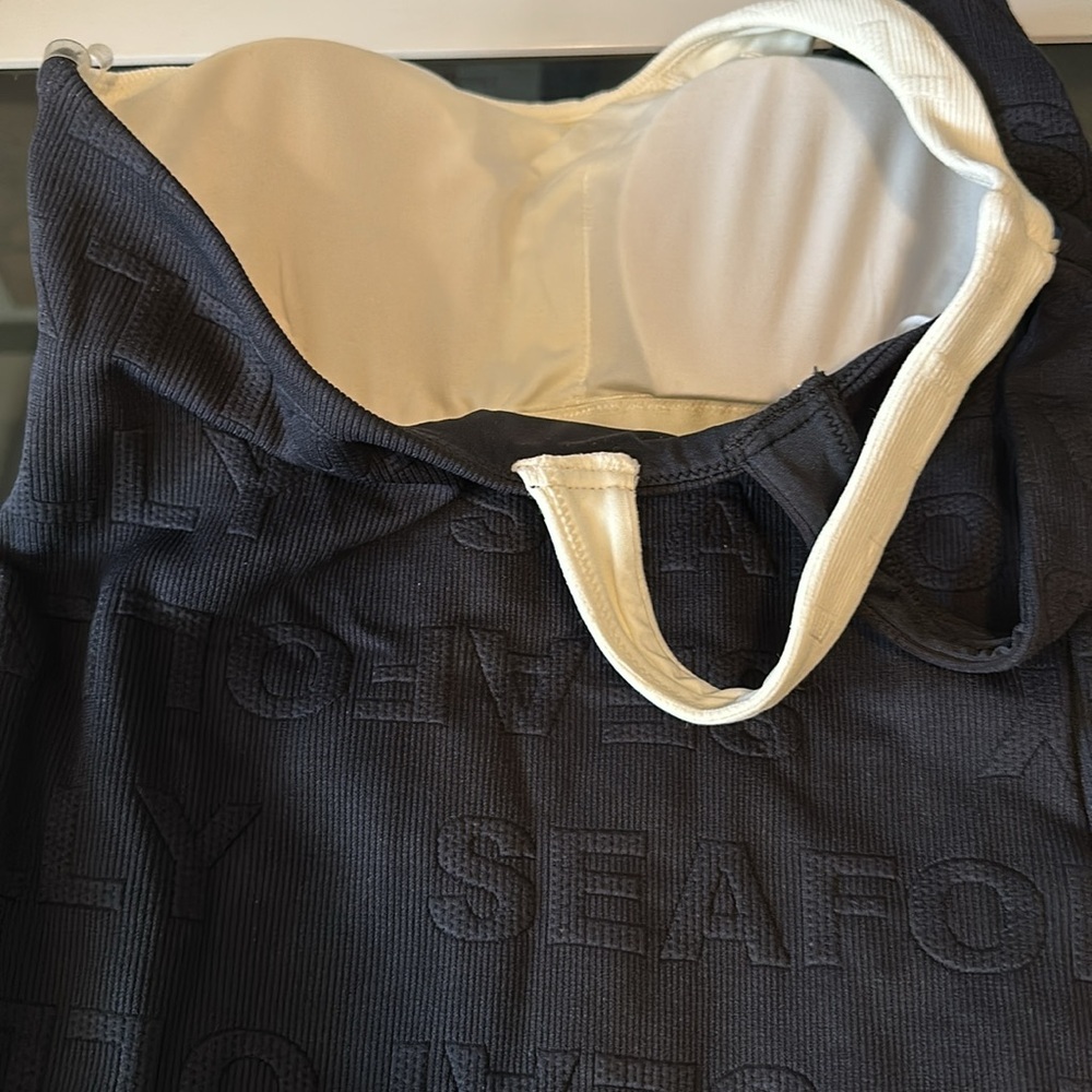 NWT 🤍🖤 SEAFOLLY Colorblock One Shoulder One Piece Black Swimsuit US/8 AUS/12 - Picture 5 of 6